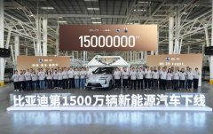 比亚迪汽车颁布发表第1500万辆新能源汽车式下线